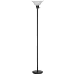 Living Accents 70 in. Matte Torchiere Floor Lamp Black