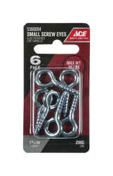 Ace 3/16 in. Dia. x 1-3/8 in. L Zinc-Plated Steel Screw Eye 90 lb. 6 pk