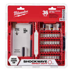 Milwaukee SHOCKWAVE Impact Duty Screwdriver Bit Set Steel Hex Shank 1/4 in. 36 pc. Assorted