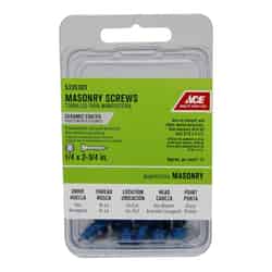 Ace 1/4 in. x 2-3/4 in. L Slotted Hex Washer Head Ceramic Steel Masonry Screws 12 pk