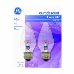 GE Lighting auradescent 40 watts F15 Incandescent Light Bulb 140 lumens Auradescent 2 pk Flame