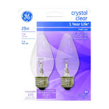 GE Lighting 25 watts F15 Incandescent Light Bulb 170 lumens White (Clear) Flame Tip 2 pk