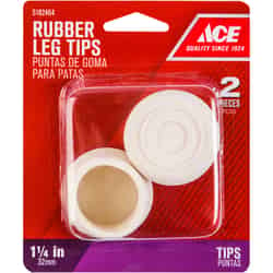 Ace Rubber Leg Tip Off-White Round 1-1/4 in. W 2 pk