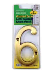 Hy-Ko 4 in. Brass Brass Plated 6 Nail-On Number