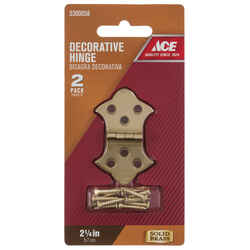 Ace 1-5/16 in. W X 2-1/4 in. L Polished Brass Brass Decorative Hinge 2 pk