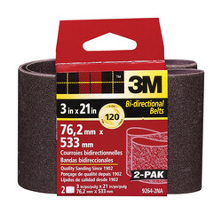 3M 21 inch in. L x 3 in. W Aluminum Oxide 120 Grit Fine 2 pc. Sanding Belt