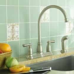 Moen Banbury Banbury Two Handle Stainless Steel Kitchen Faucet Side Sprayer Included