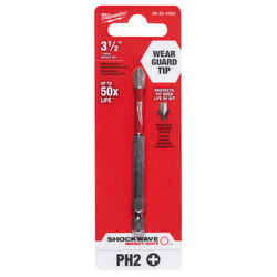 Milwaukee SHOCKWAVE #2 x 3-1/2 in. L 1/4 in. Quick-Change Hex Shank Steel Phillips 1 pc. Impa