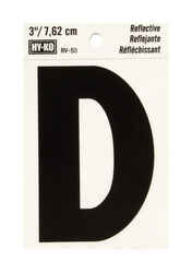 Hy-Ko Reflective Vinyl Black D Letter 3 in. Self-Adhesive