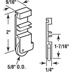 Prime-Line 5/8 in. D X 5/8 in. L Aluminum/Steel Roller Assembly 2 pk
