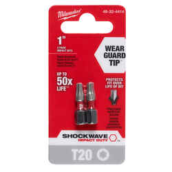 Milwaukee SHOCKWAVE Torx T20 x 1 in. L Impact Duty 1/4 in. Hex Shank 2 pc. Steel Screwdriver