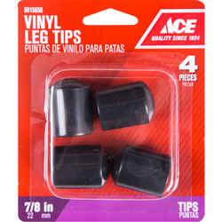 Ace Vinyl Leg Tip Black Round 7/8 in. W 4 pk