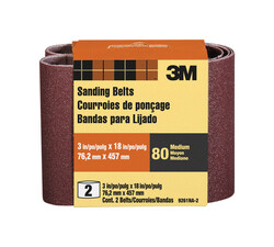 3M 18 inch in. L x 3 in. W Aluminum Oxide Sanding Belt 80 Grit Medium 2 pc.