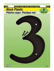 Hy-Ko 6 in. Black Plastic Screw-On Number 3 1 pc.