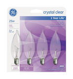 GE Lighting 25 watts CA10 Incandescent Light Bulb 220 lumens White (Clear) 4 pk Bent Tip