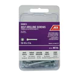 Ace 10 Sizes x 2 in. L Hex Hex Washer Head Zinc-Plated Steel Self- Drilling Screws