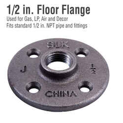 Pipe Decor No FPT 1-1/4 in. L Gray Malleable Iron Flange 1/2 in.