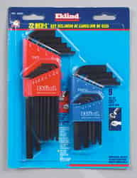 Eklind Tool Assorted Metric and SAE Long and Short Arm Hex L-Key Set Multi-Size in. 22 pc.