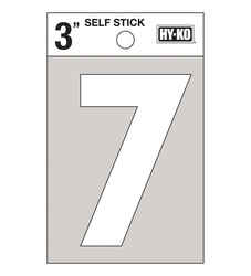 Hy-Ko 3 in. White Vinyl Self-Adhesive Number 7 1 pc.