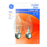 GE Lighting 40 watts B13 Incandescent Light Bulb 380 lumens White (Clear) Blunt Tip 2 pk