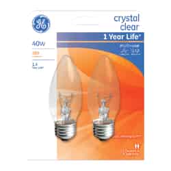 GE Lighting 40 watts B13 Incandescent Light Bulb 380 lumens White (Clear) Blunt Tip 2 pk