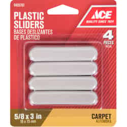 Ace Plastic Self Adhesive Slide Glide Brown Rectangle 5/8 in. W x 3 in. L 4 pk