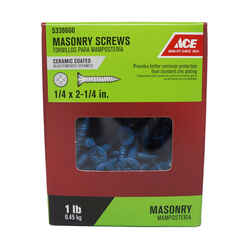 Ace 1/4 in. x 2-1/4 in. L Phillips Flat Head Ceramic Steel Masonry Screws 1 lb. 50 pk