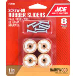 Ace Rubber Round Slider for Hardwood Floors Brown Round 1 in. W 8 pk