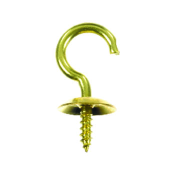 Ace Small Green Polished Brass 0.875 in. L Cup Hook 8 lb. 5 pk Brass