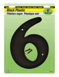 Hy-Ko 6 in. Black Plastic Screw-On Number 6 1 pc.