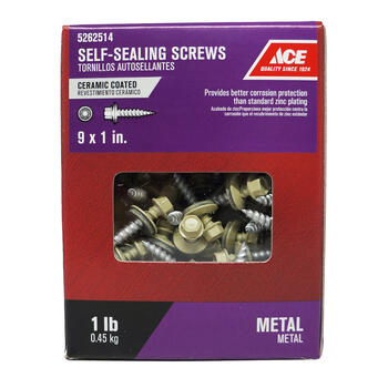 Ace 1 in. L x 9 Sizes Hex Ceramic Hex Washer Head Self-Sealing Screws 1 lb. Steel