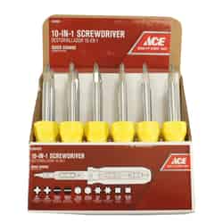 Ace 4 in. 10-in-1 Screwdriver Steel Yellow 1 pc.