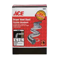 Ace 5 ft. L x 4 in. Dia. Silver/White Aluminum Dryer Vent Duct