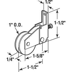 Prime-Line 1 in. D X 1/4 in. L Mill Nylon/Steel Roller Assembly 2 pk