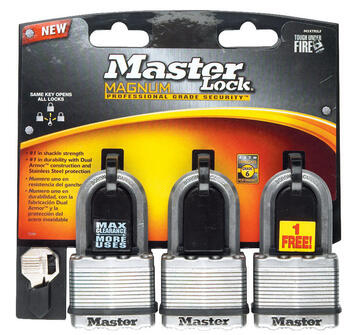 Master Lock 1-7/16 in. H x 5/16 in. W x 2 in. L Laminated Steel Ball Bearing Locking Padlock 3 p