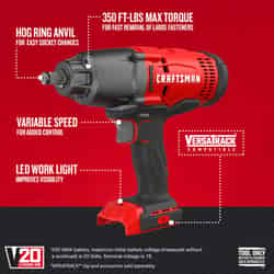 Craftsman 20V MAX 1/2 in. Square Cordless Impact Wrench 20 volt 2500 ipm 330 ft./lbs.