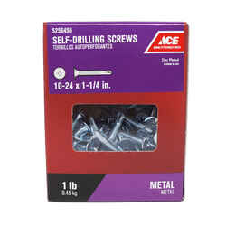 Ace 10-24 Sizes x 1-1/4 in. L Wafer Head Zinc-Plated Phillips Self- Drilling Screws 1 lb. Steel