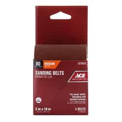 Ace 18 in. L x 3 in. W Aluminum Oxide 80 Grit Sanding Belt 2 pk Medium