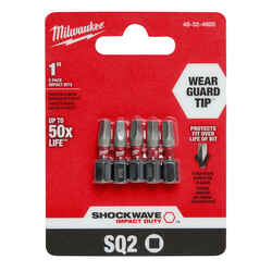 Milwaukee SHOCKWAVE Square 1 in. L x #2 Impact Duty 1/4 in. Hex Shank Steel 5 pc. Screwdrive