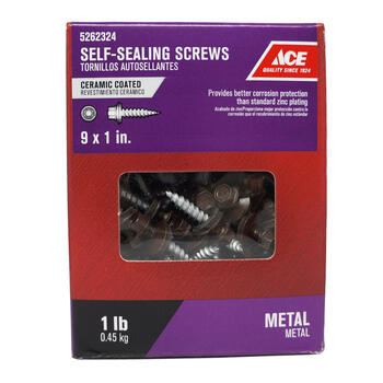 Ace 1 in. L x 9 Sizes Hex Hex Washer Head Steel Self-Sealing Screws Ceramic 1 lb.