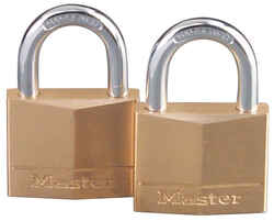 Master Lock 1-1/4 in. H x 1-9/16 in. L x 5/16 in. W Brass 4-Pin Tumbler Padlock 2 pk Keyed Alike