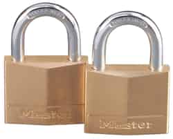 Master Lock 1-1/4 in. H x 1-9/16 in. L x 5/16 in. W Brass 4-Pin Tumbler Padlock 2 pk Keyed Alike
