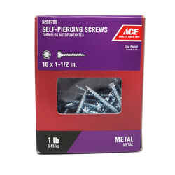 Ace 1-1/2 in. L x 10 Sizes Hex/Slotted Hex Washer Head Steel Self-Piercing Screws 1 lb. Zinc-Pl