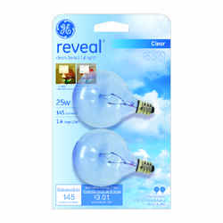 GE Lighting Reveal 25 watts C10 Incandescent Bulb 145 lumens White Globe 2 pk