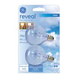 GE Lighting Reveal 25 watts C10 Incandescent Bulb 145 lumens White Globe 2 pk