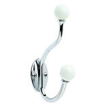 Amerock 5-1/8 in. L Silver/White Ceramic/Zinc Medium Globe Coat and Hat 1 pk Hook