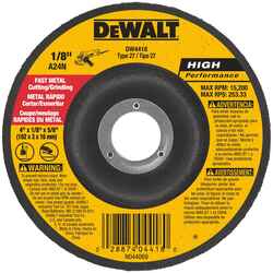 DeWalt High Performance 4 in. Dia. x 5/8 in. x 1/8 in. thick Aluminum Oxide Metal Grinding Whe