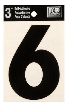 Hy-Ko 3 in. Vinyl Black 6 Number Self-Adhesive