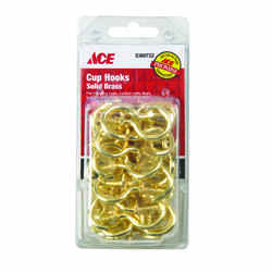 Ace Small Brass 1.875 in. L Cup Hook 40 pk Bright Brass 30 lb.