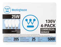 Westinghouse 25 watts A19 Incandescent Bulb 205 lumens White A-Line 4 pk